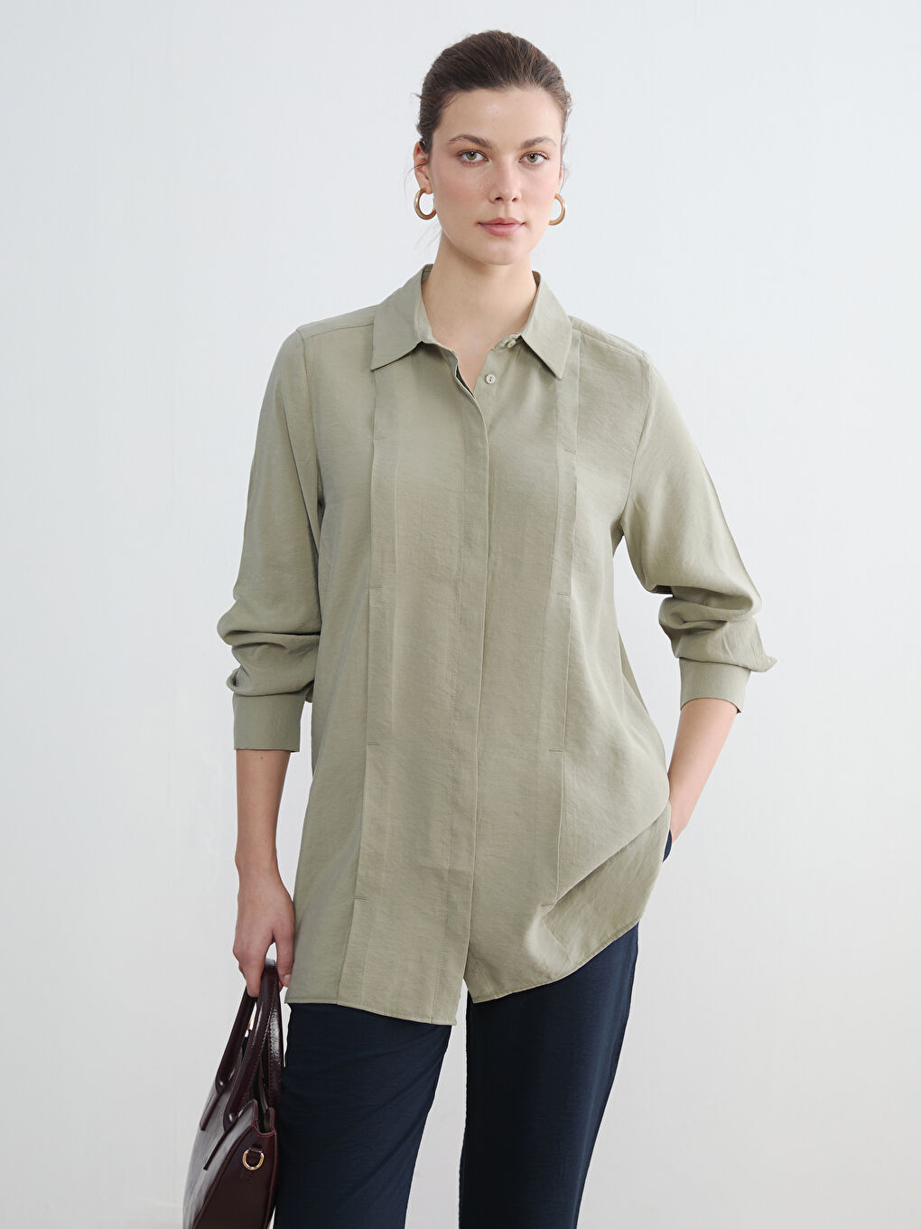 Yeşil Kadın Gömlek Tunik