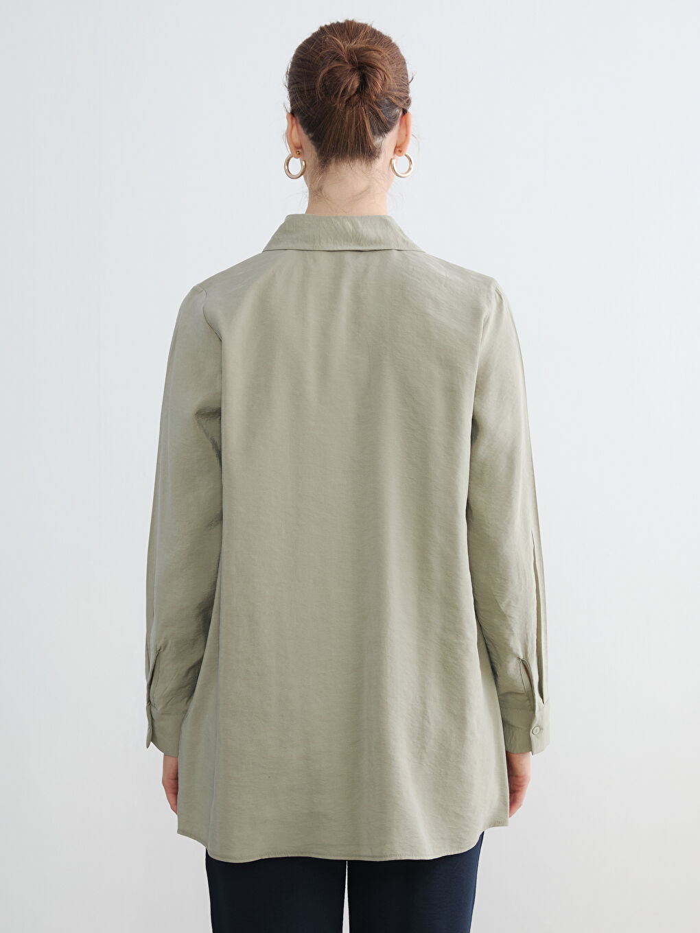 Yeşil Kadın Gömlek Tunik-3