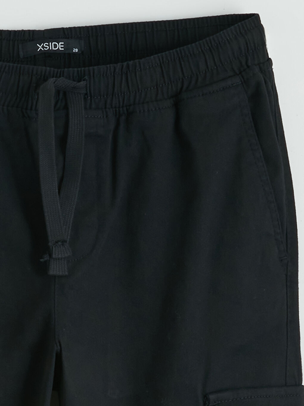 Siyah Standart Kalıp Gabardin Erkek Kargo Pantolon-2