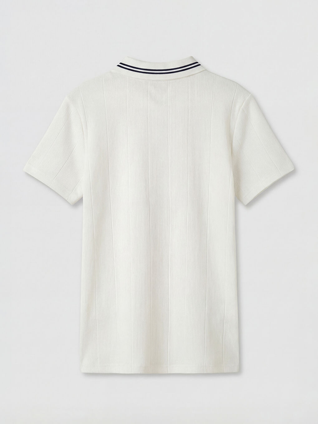 Beyaz Fermuarlı Polo Yaka Erkek Çocuk Tişört-1