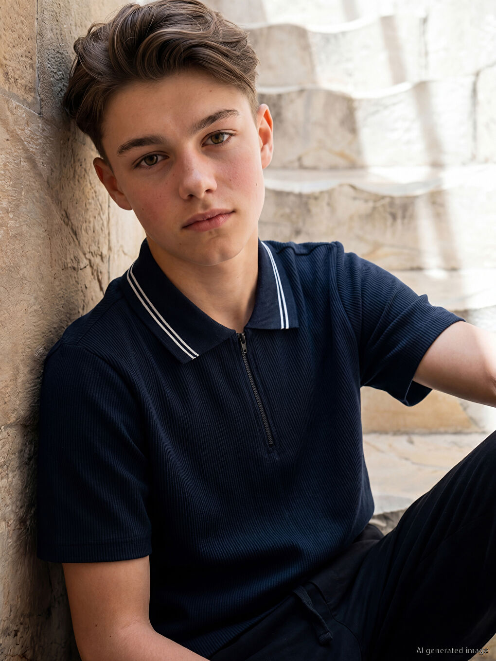 Half-Zip Polo Collar Boys' T-Shirt