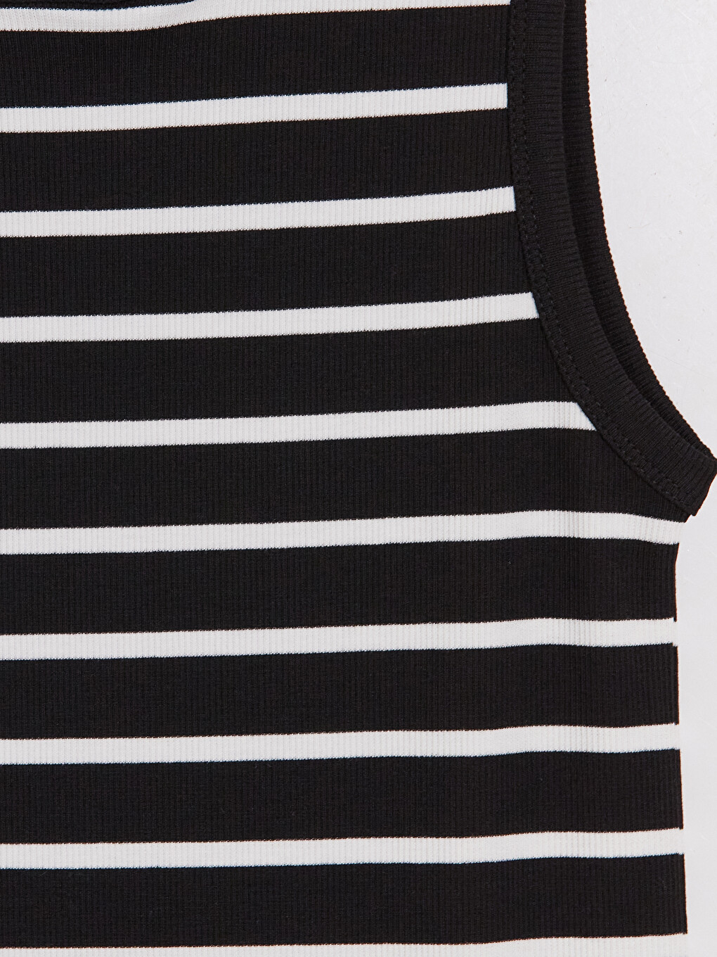 Siyah Bisiklet Yaka Çizgili Bodycon Elbise-1