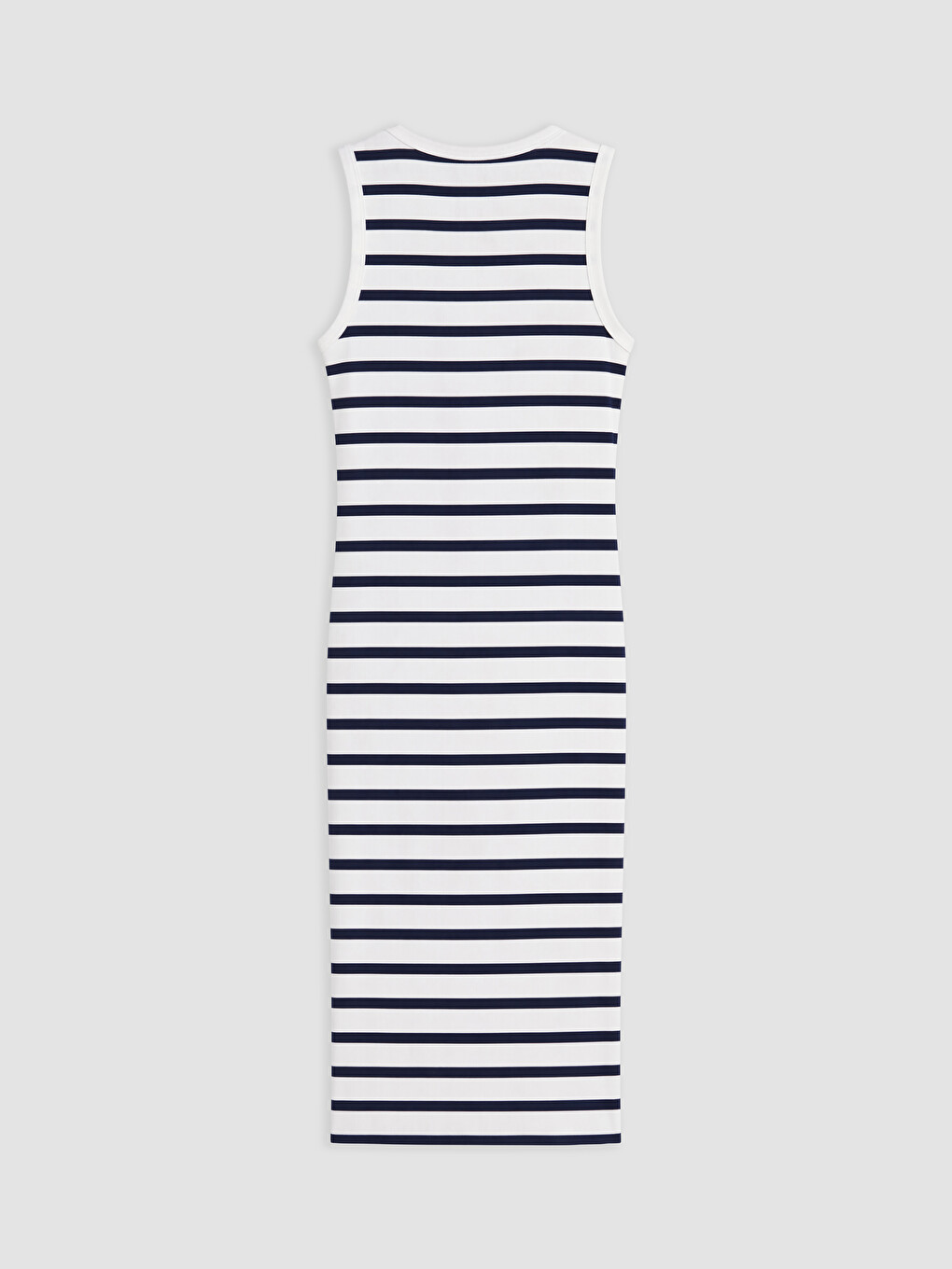Ekru Bisiklet Yaka Çizgili Bodycon Elbise-1