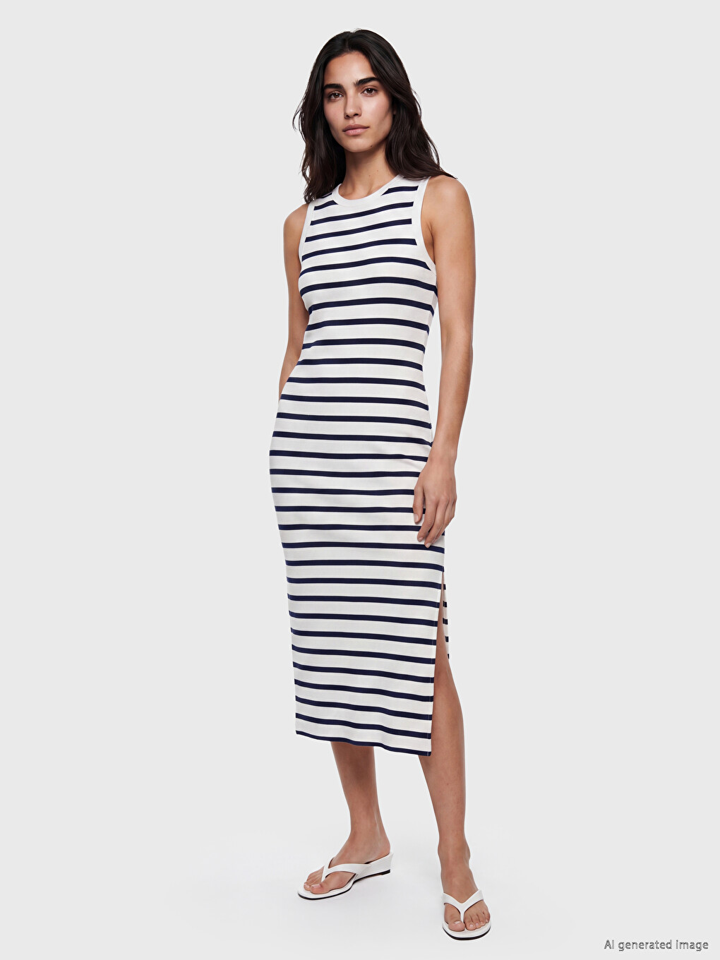Crew Neck Striped Bodycon Dress