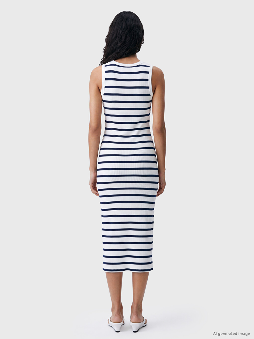 Crew Neck Striped Bodycon Dress-3