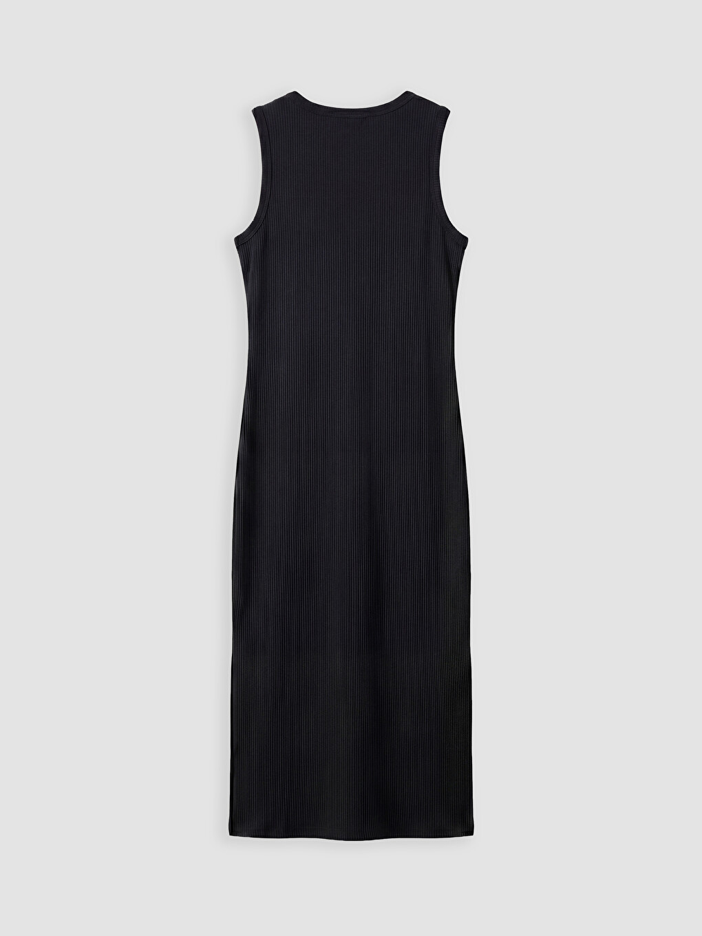 Siyah Bisiklet Yaka Fitilli Bodycon Elbise-2
