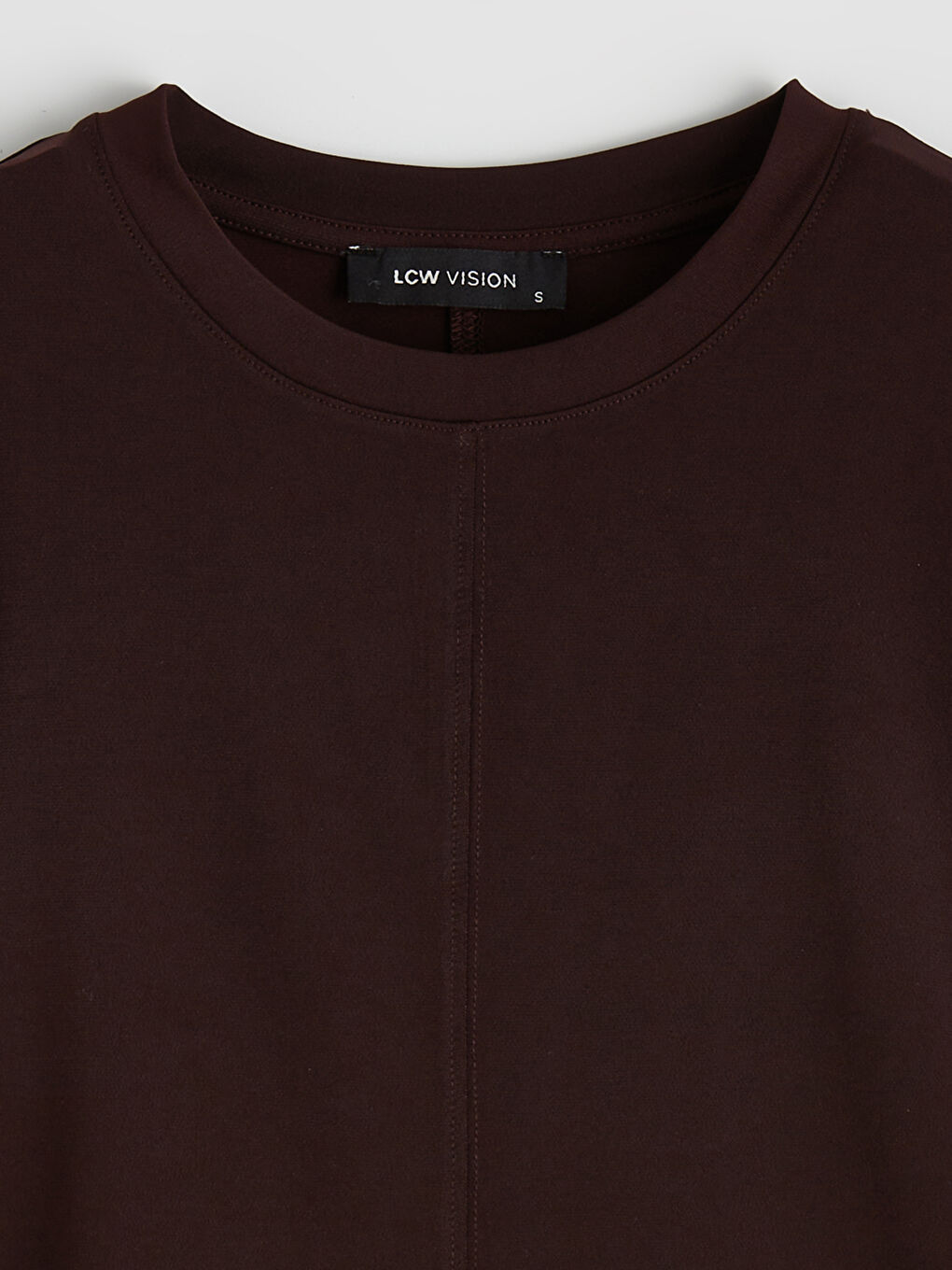 Kahverengi Bisiklet Yaka Büzgülü Kadın Tişört-4