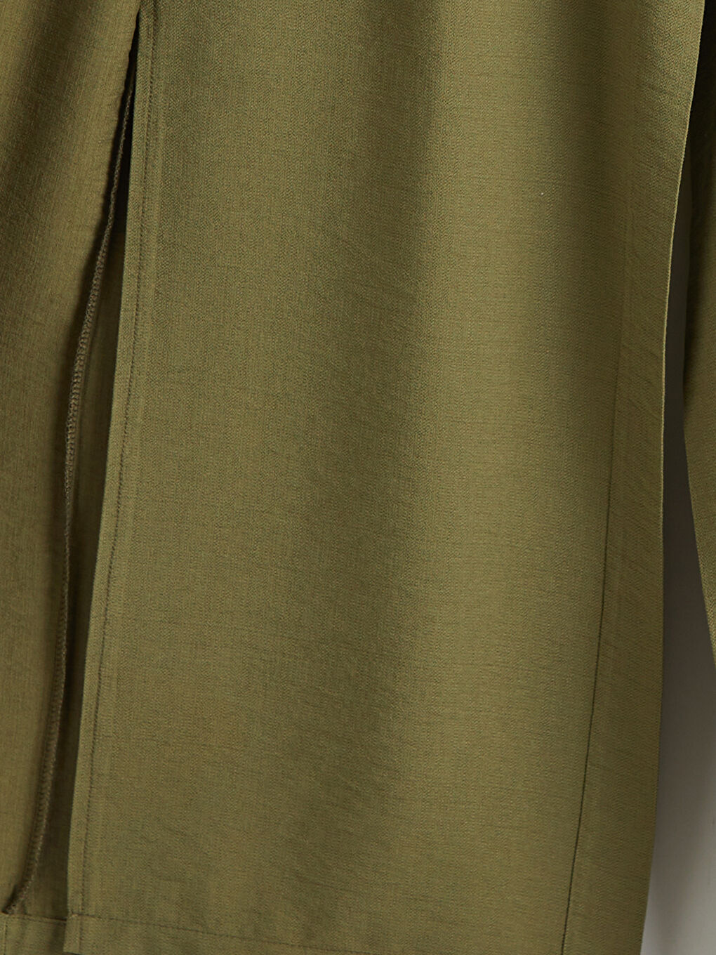 Haki Beli Lastikli Geniş Paça Kadın Pantolon	-2