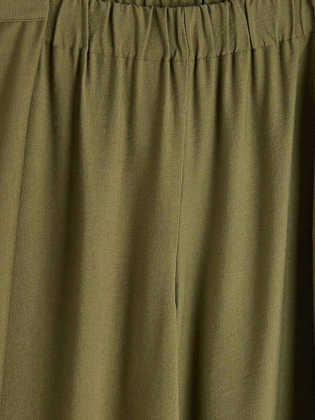 Haki Beli Lastikli Geniş Paça Kadın Pantolon	-3