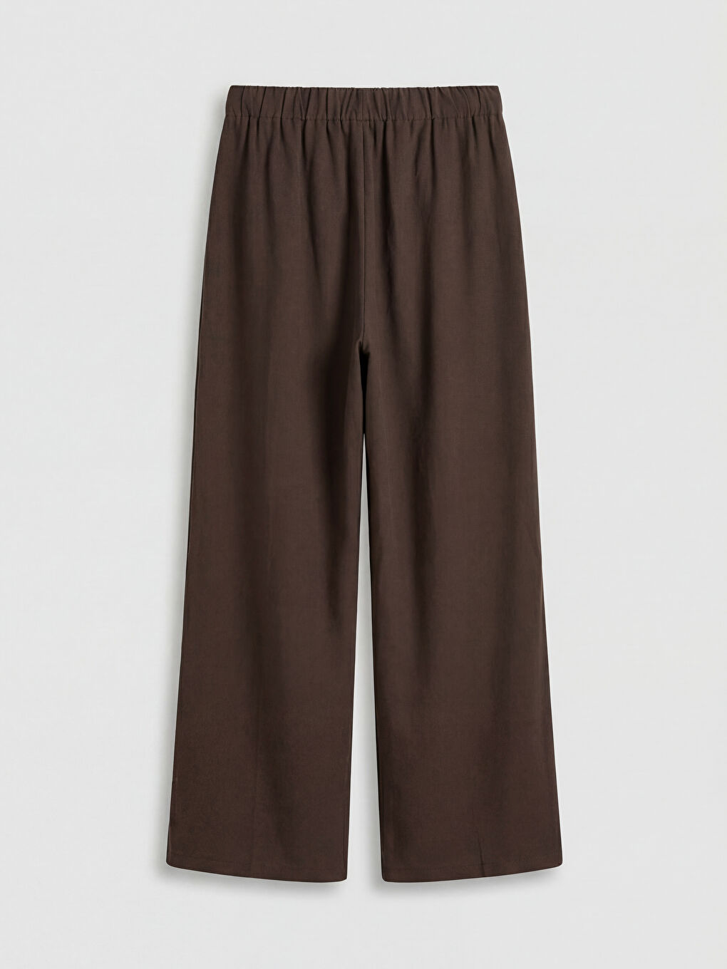 Kahverengi Beli Lastikli Geniş Paça Kadın Pantolon	-1