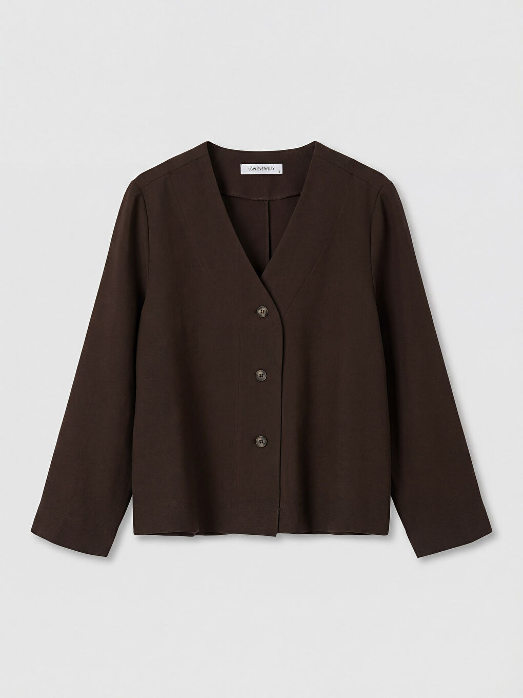 Kahverengi V Yaka Modal Karışımlı Bluz