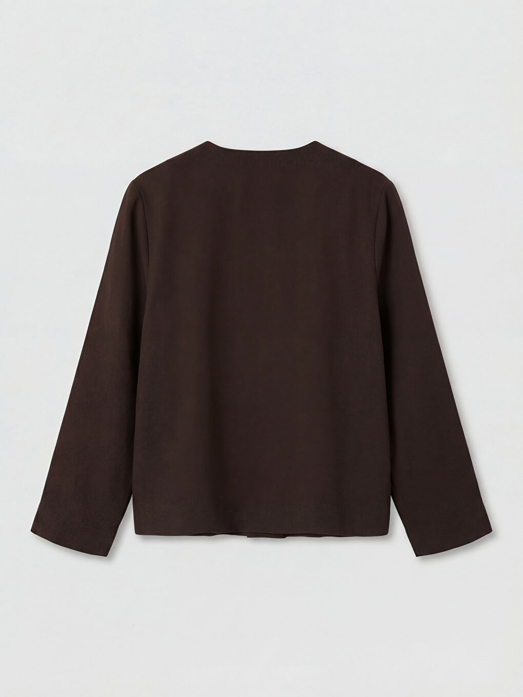 Kahverengi V Yaka Modal Karışımlı Bluz-1