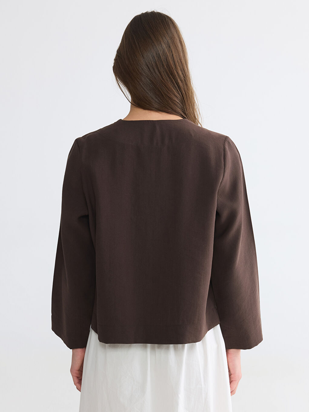 Блуза с V-образно деколте от модална смес-3