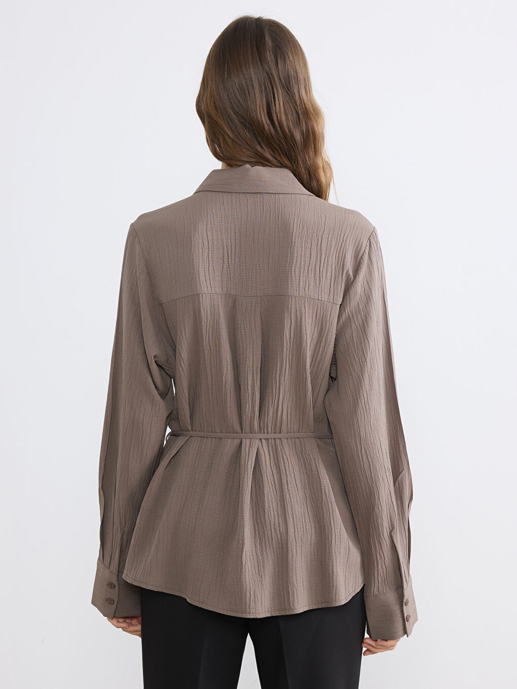 Women's Sash Seersucker Shirt-3