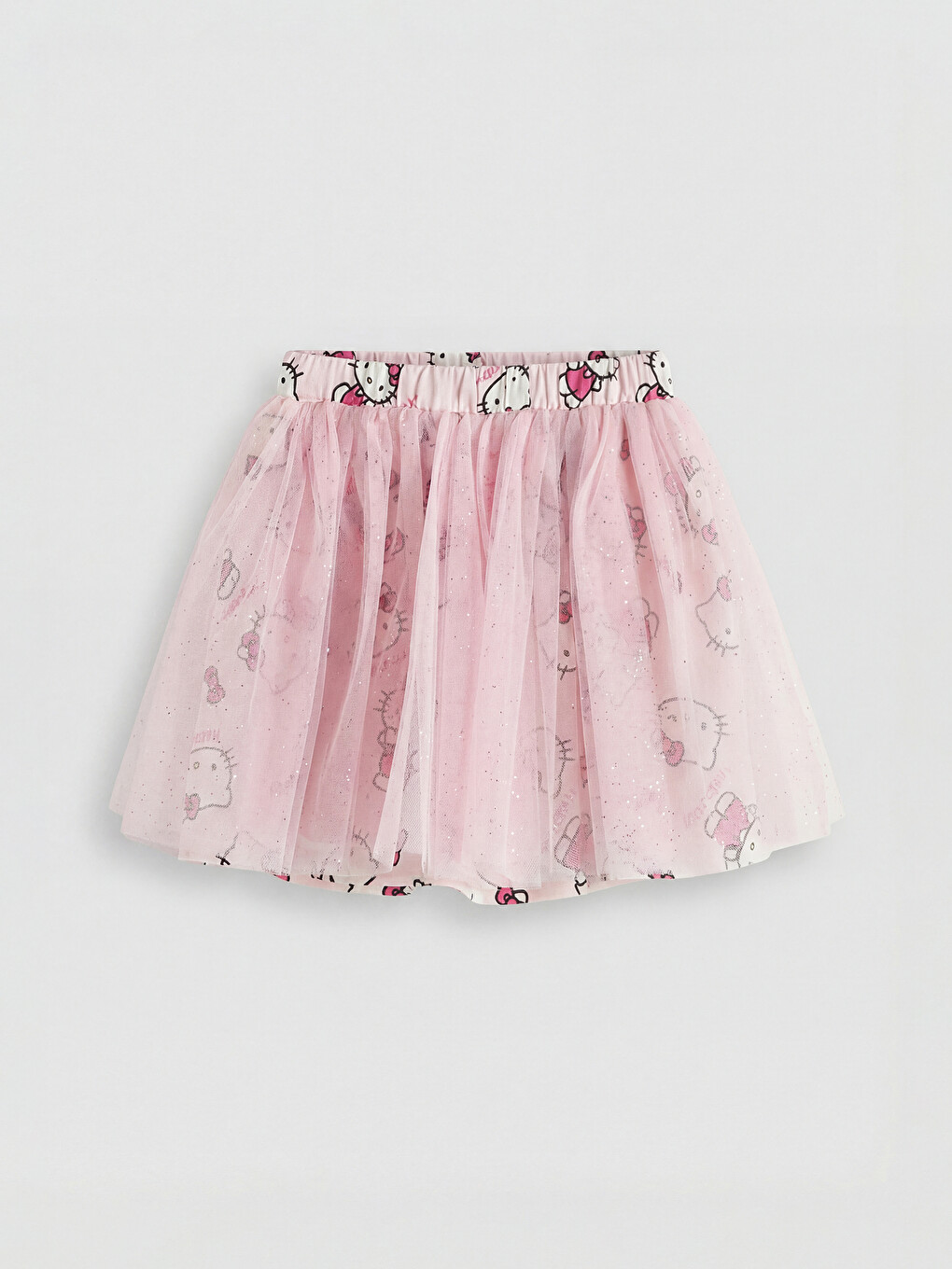Pembe Hello Kitty Baskılı Kız Çocuk Tül Detaylı Şort