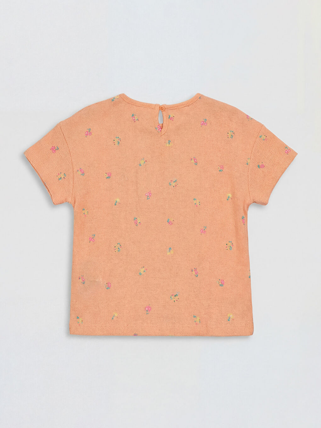 Футболка для девочек с круглым вырезом и цветочным узором-1