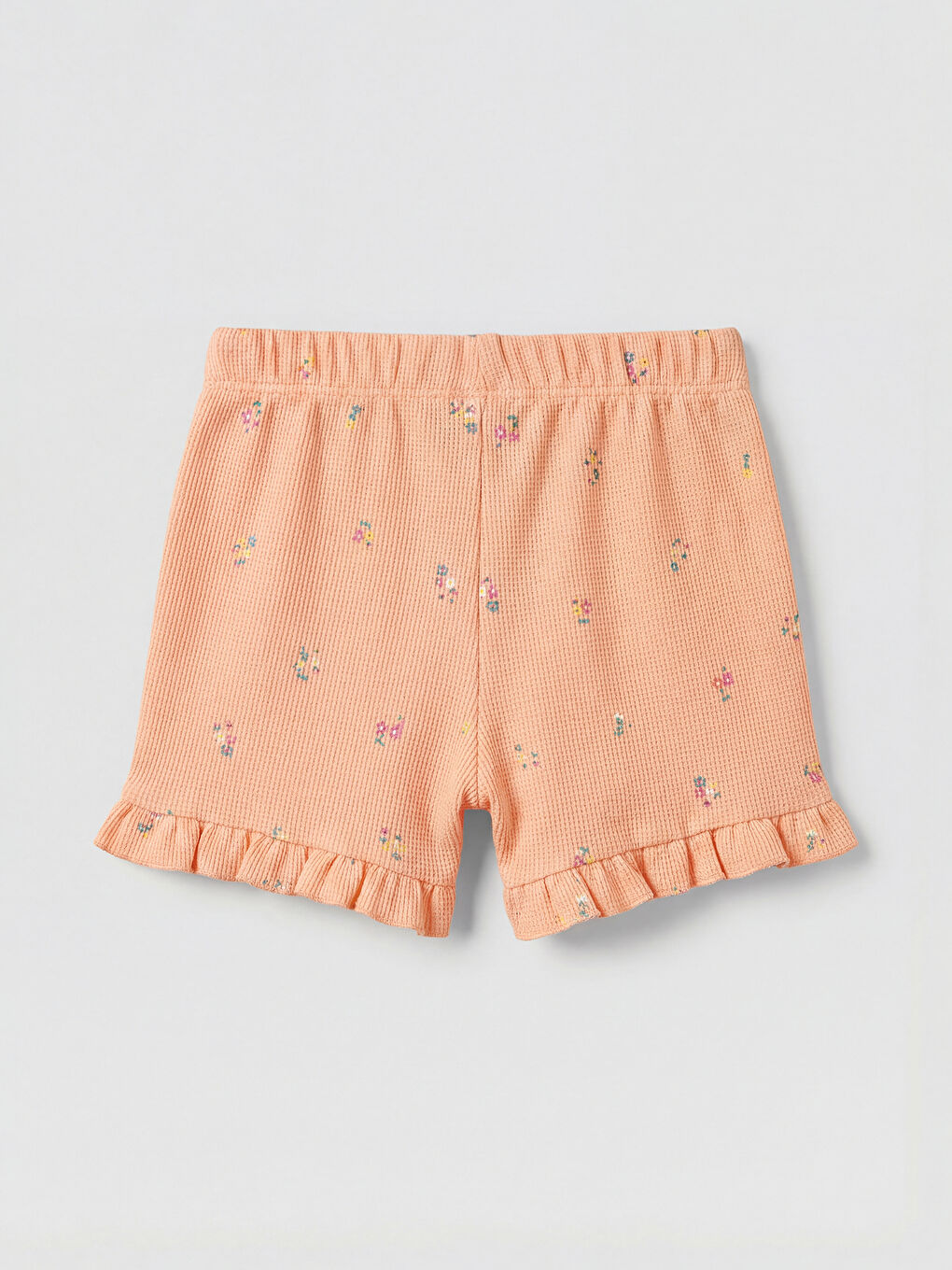 Mercan Beli Lastikli Çiçekli Kız Çocuk Şort	-1