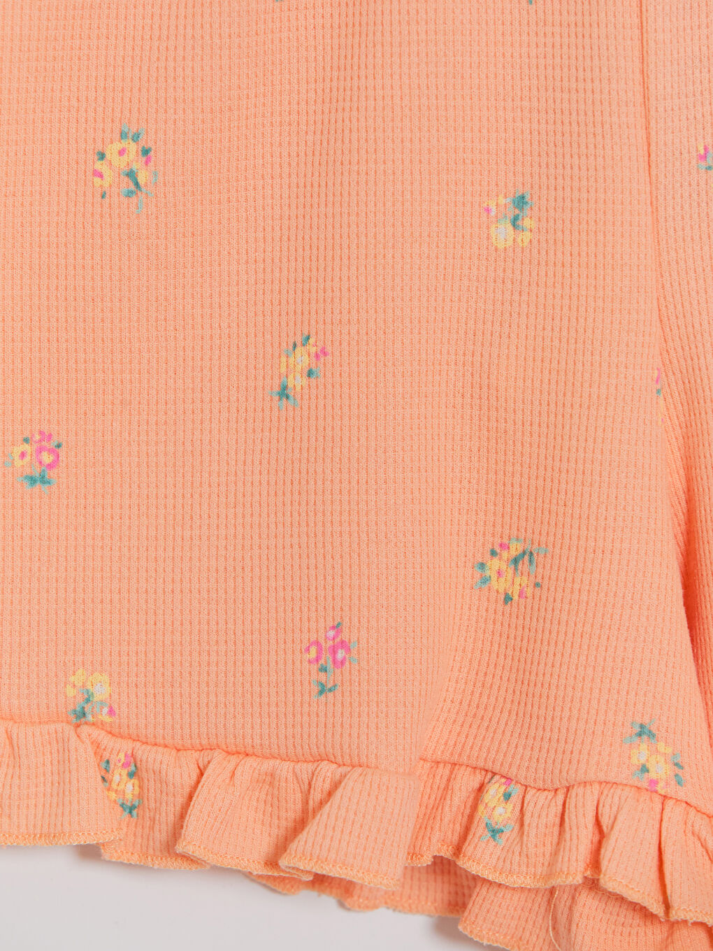 Mercan Beli Lastikli Çiçekli Kız Çocuk Şort-3