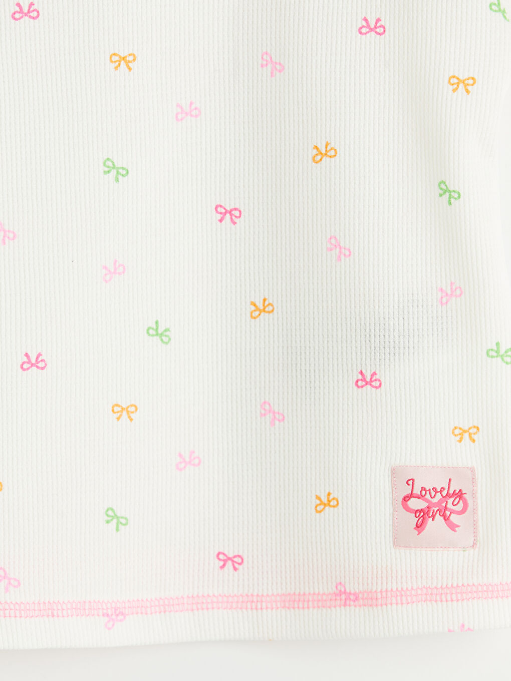 Ekru Bisiklet Yaka Baskılı Kız Çocuk Tişört-2