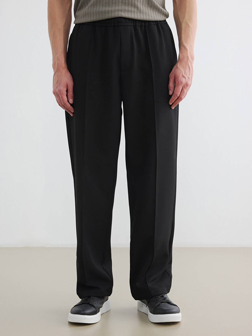 Regular Fit Men's Fabric Trousers-1