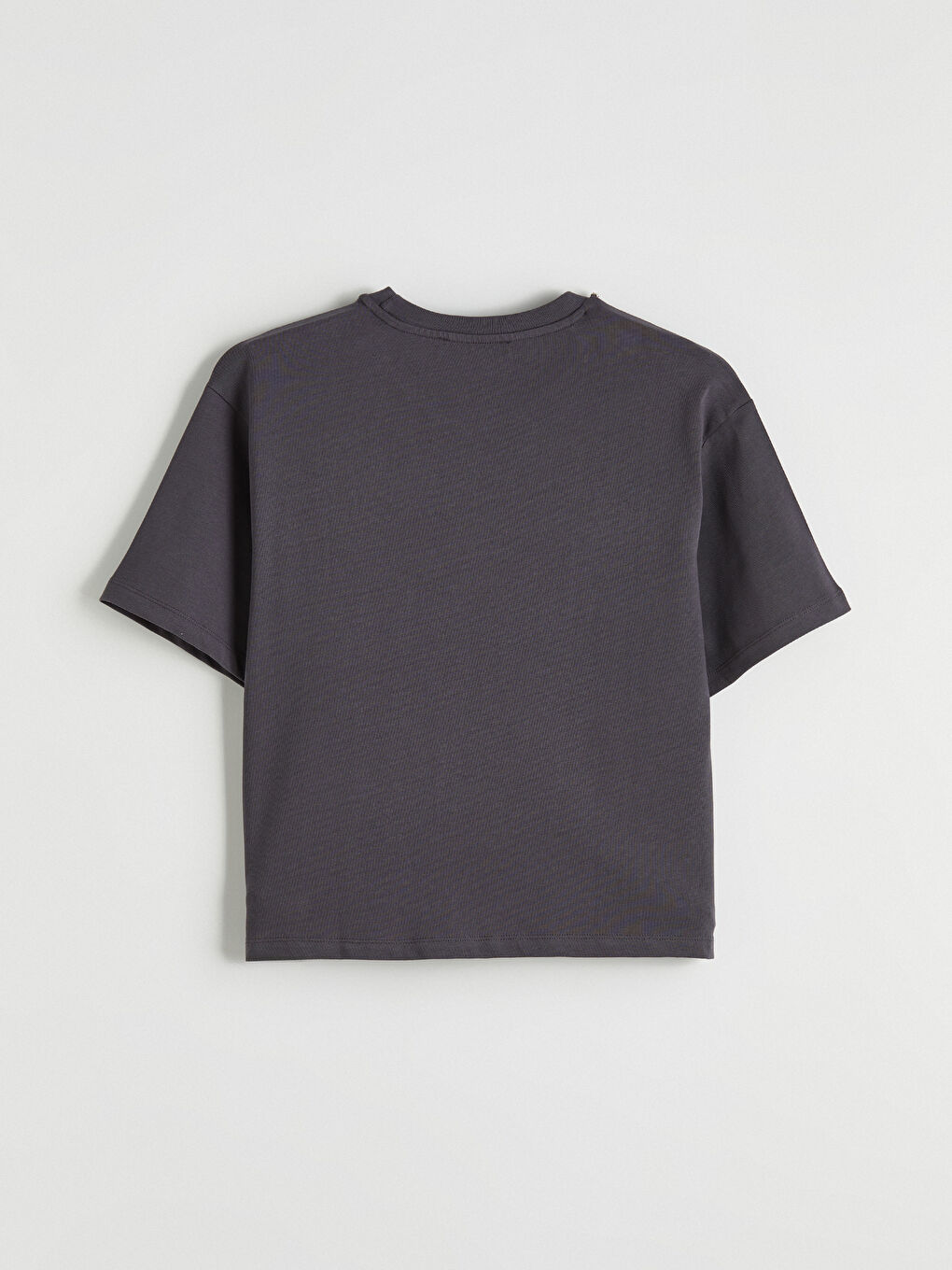 Antrasit Bisiklet Yaka Taşlı Kadın Tişört-6