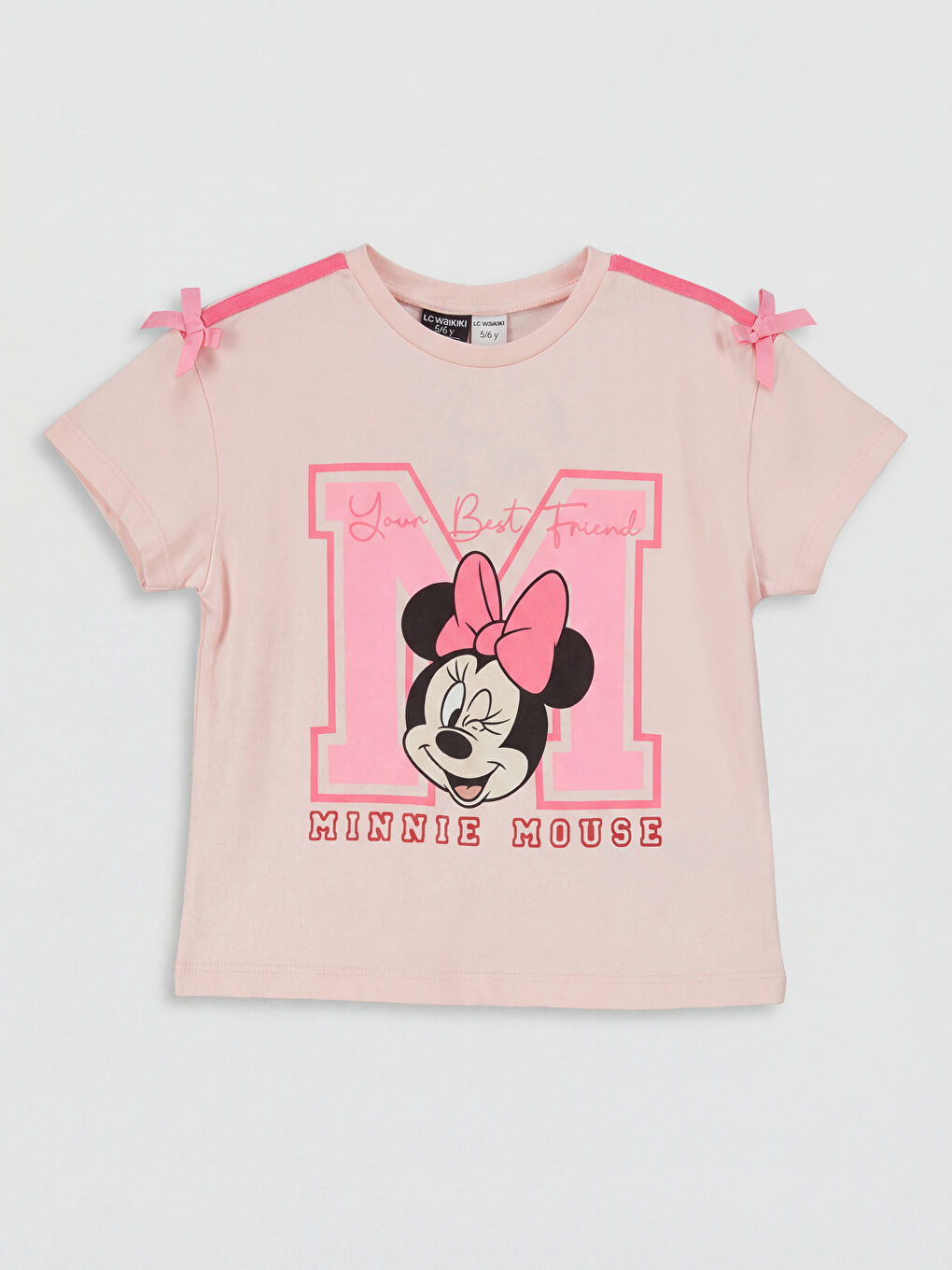 Pembe Minnie Mouse Baskılı Kız Çocuk Tişört ve Şort-1