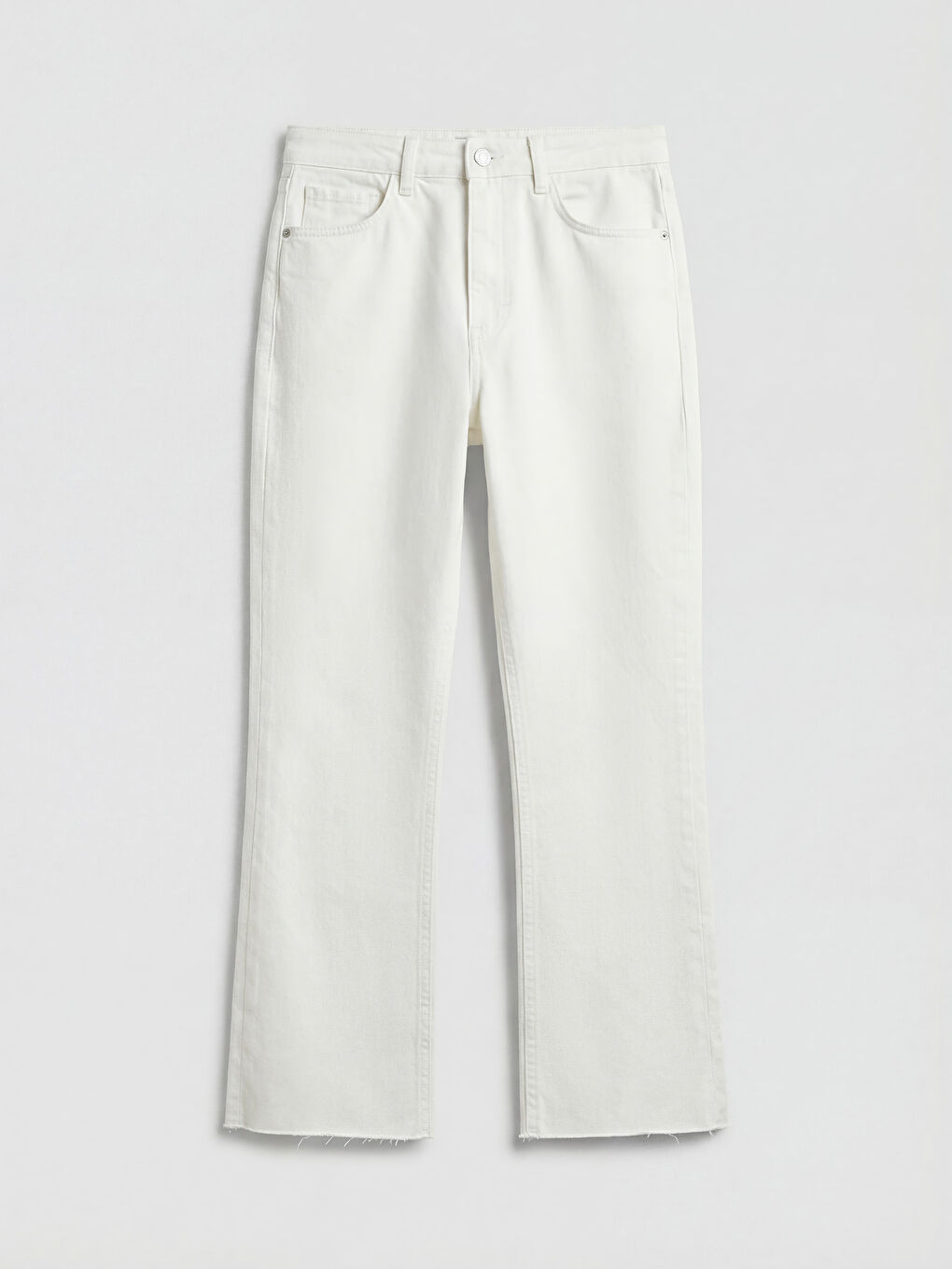 Beyaz Crop Flare Kadın Jean Pantolon