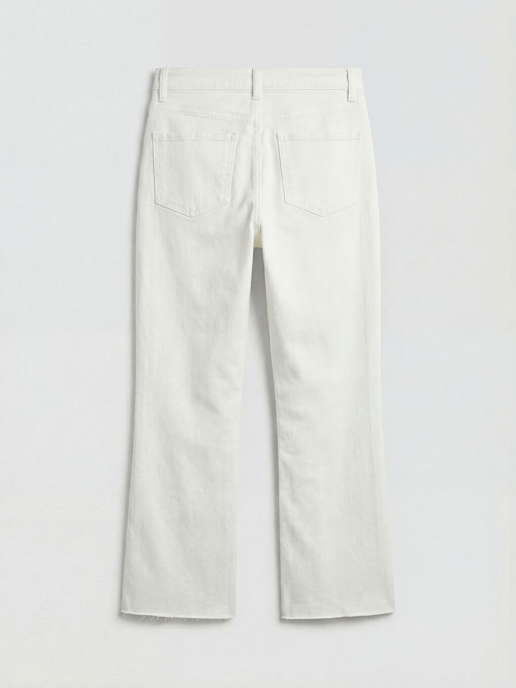 Beyaz Crop Flare Kadın Jean Pantolon-1