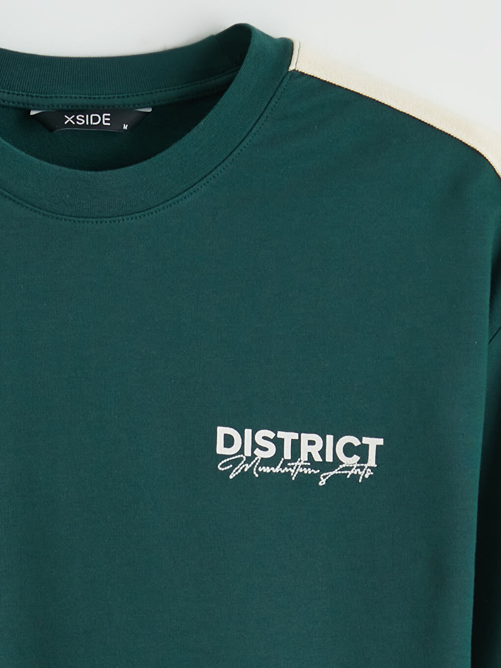 Yeşil Bisiklet Yaka Şeritli Baskılı Erkek Tişört-1