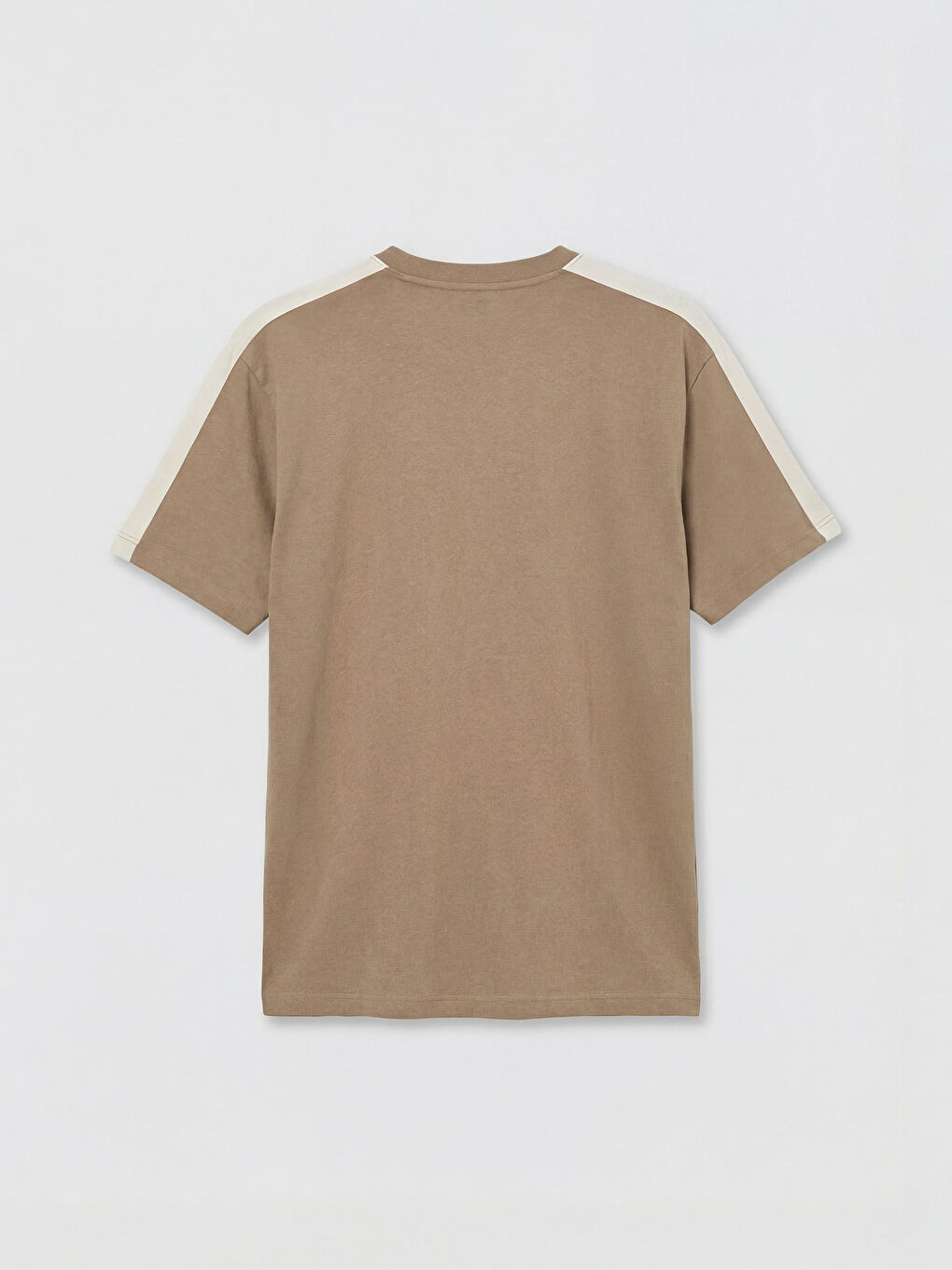 Kahverengi Bisiklet Yaka Şeritli Baskılı Erkek Tişört-5