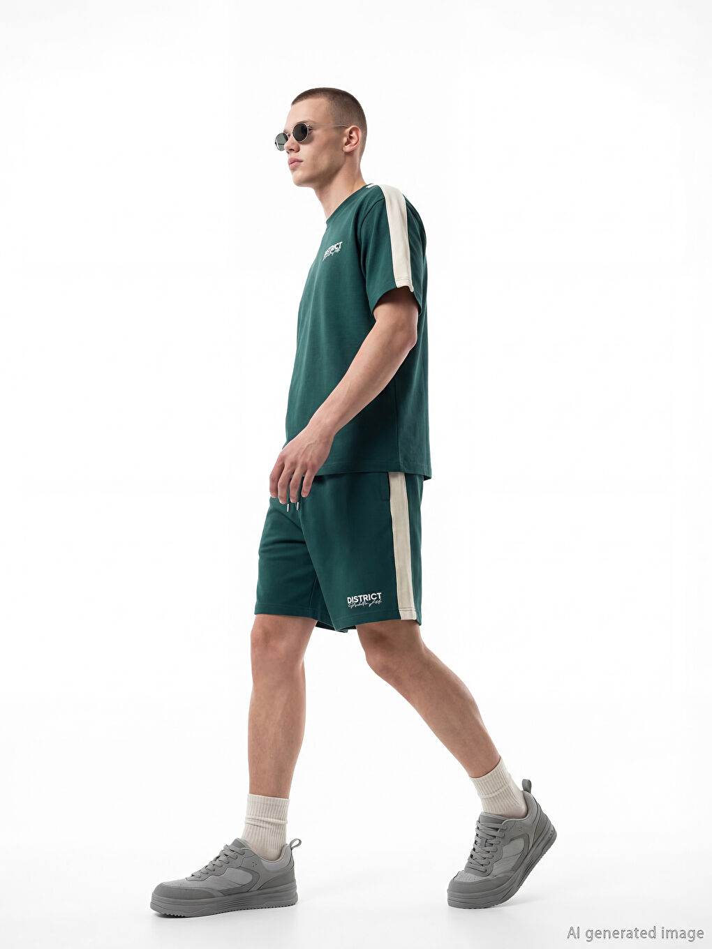 Yeşil Standart Kalıp Baskılı Erkek Şort