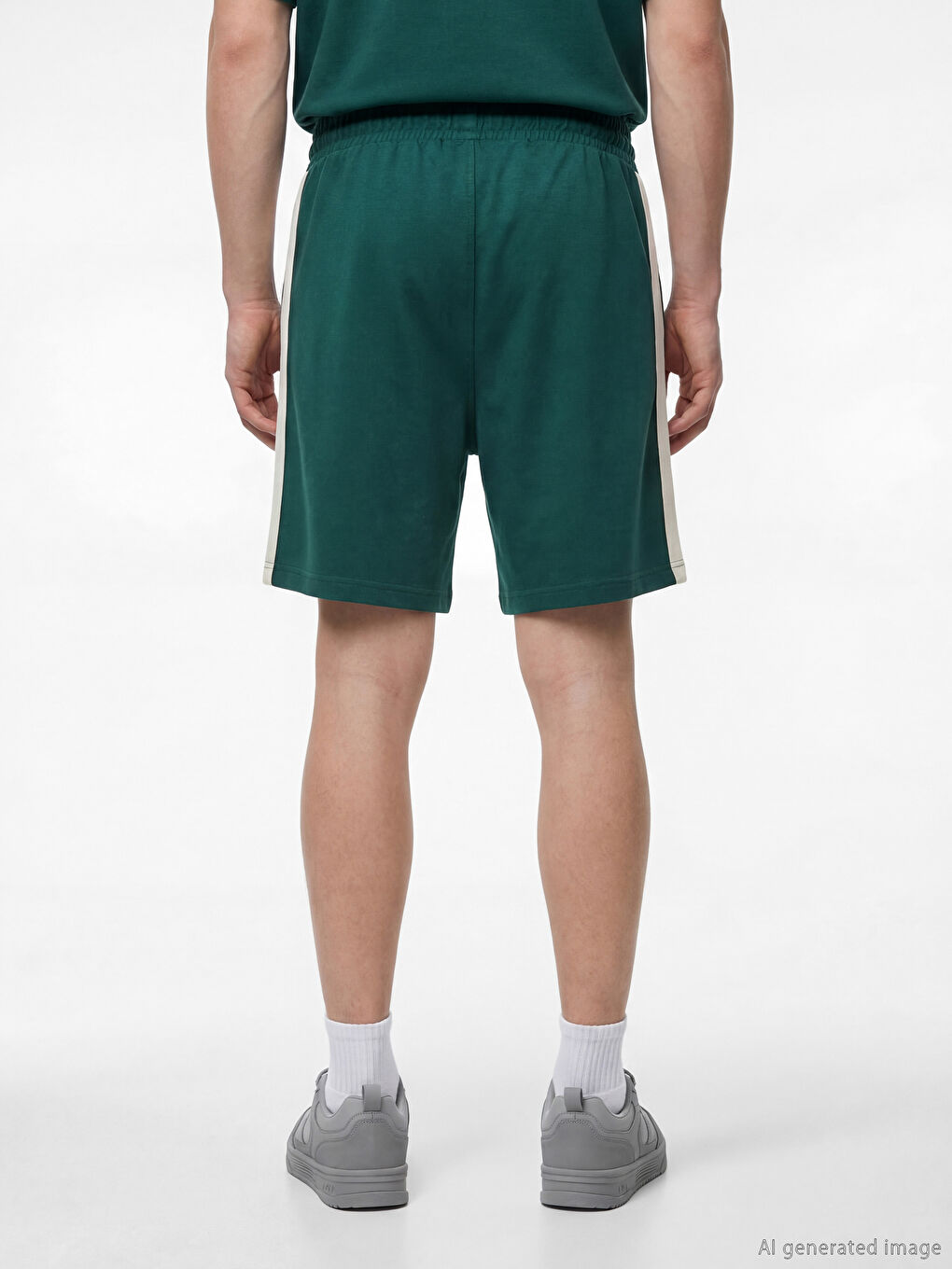 Yeşil Standart Kalıp Baskılı Erkek Şort-3