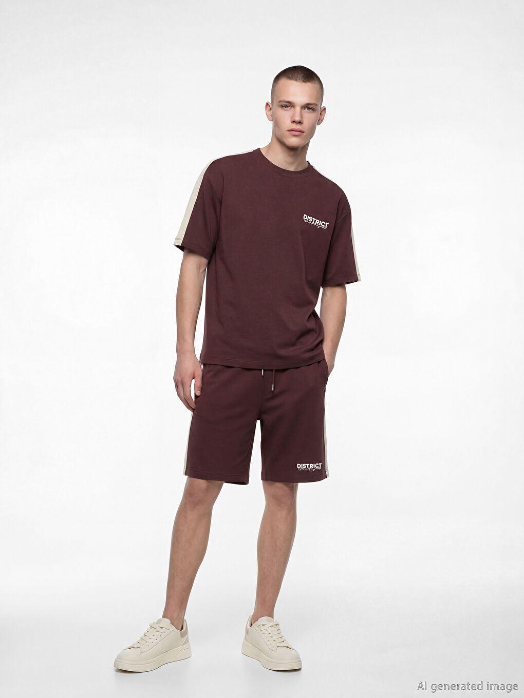 Mürdüm Standart Kalıp Baskılı Erkek Şort-1