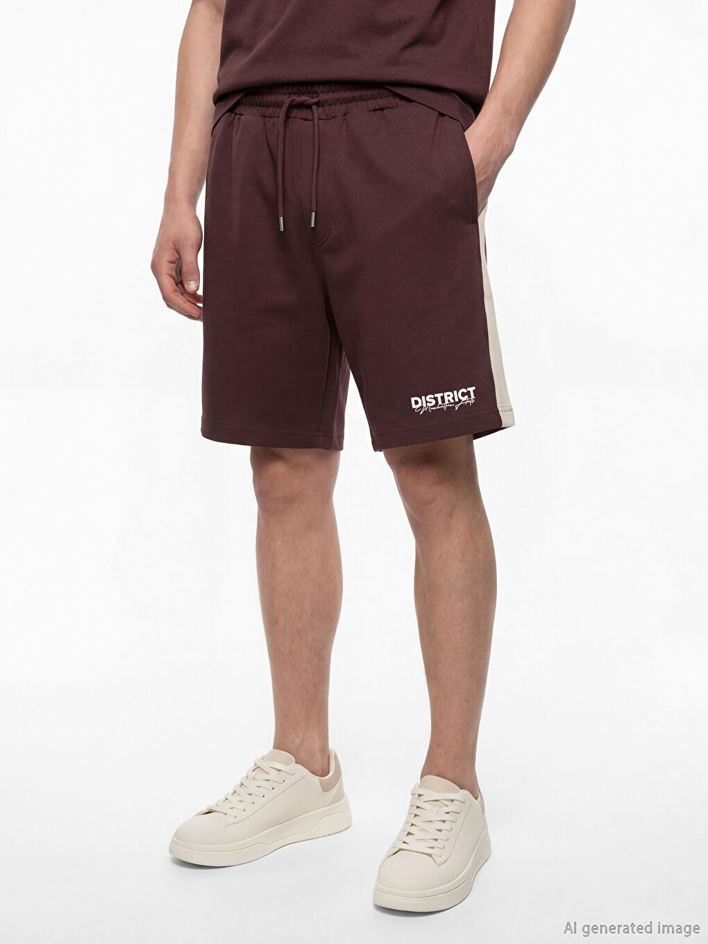 Mürdüm Standart Kalıp Baskılı Erkek Şort-2