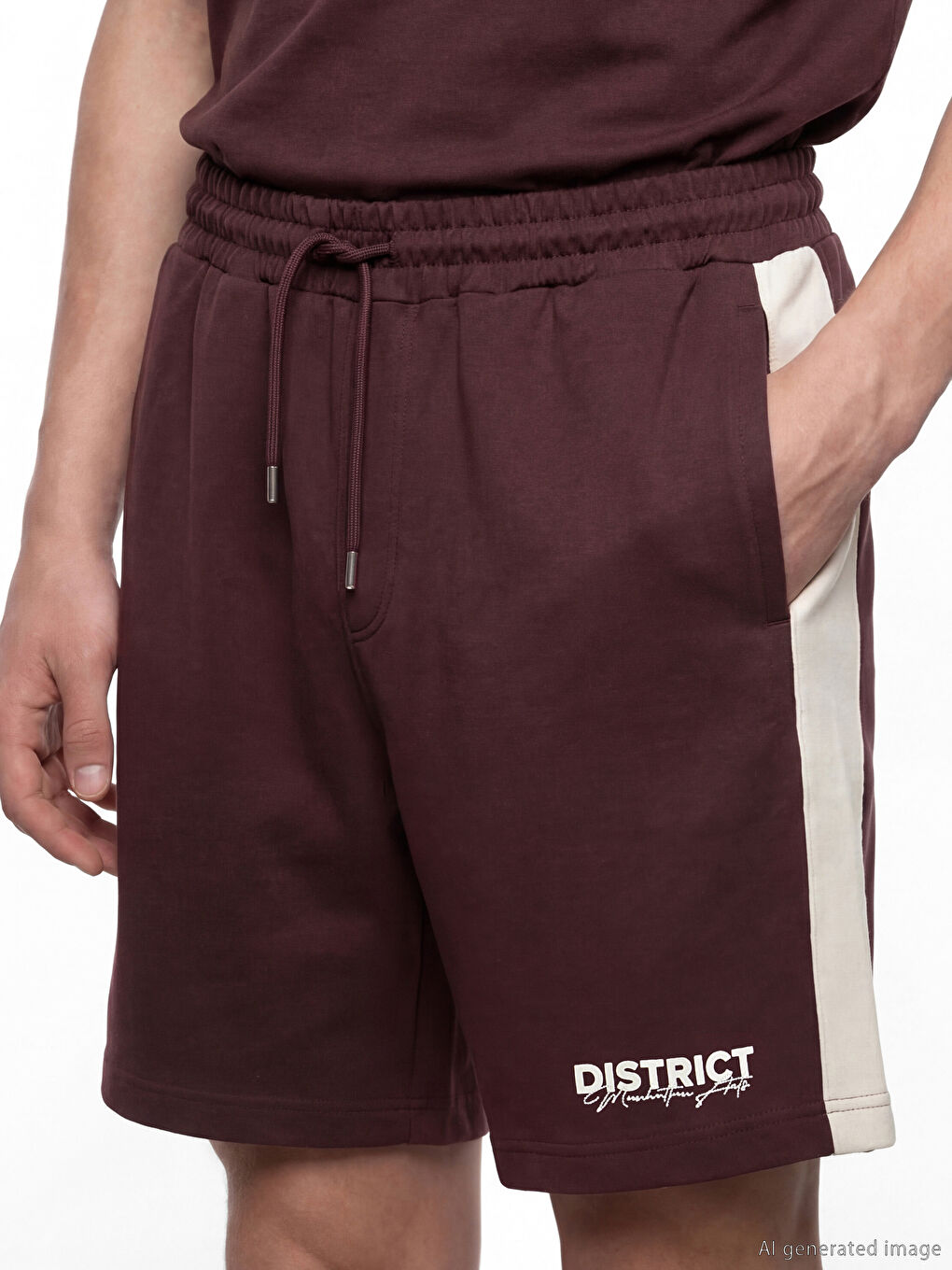 Mürdüm Standart Kalıp Baskılı Erkek Şort-3