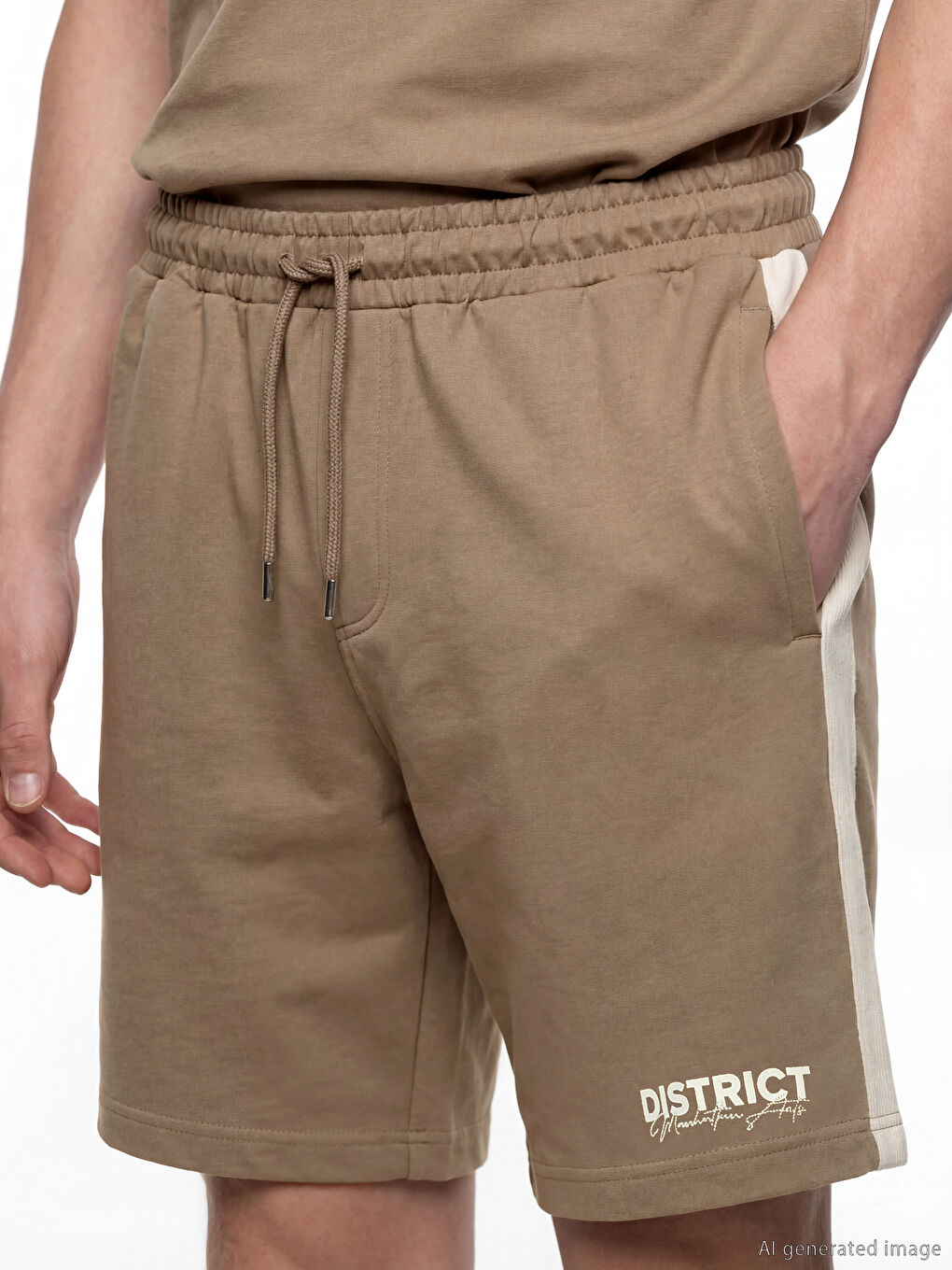 Kahverengi Standart Kalıp Baskılı Erkek Şort-2