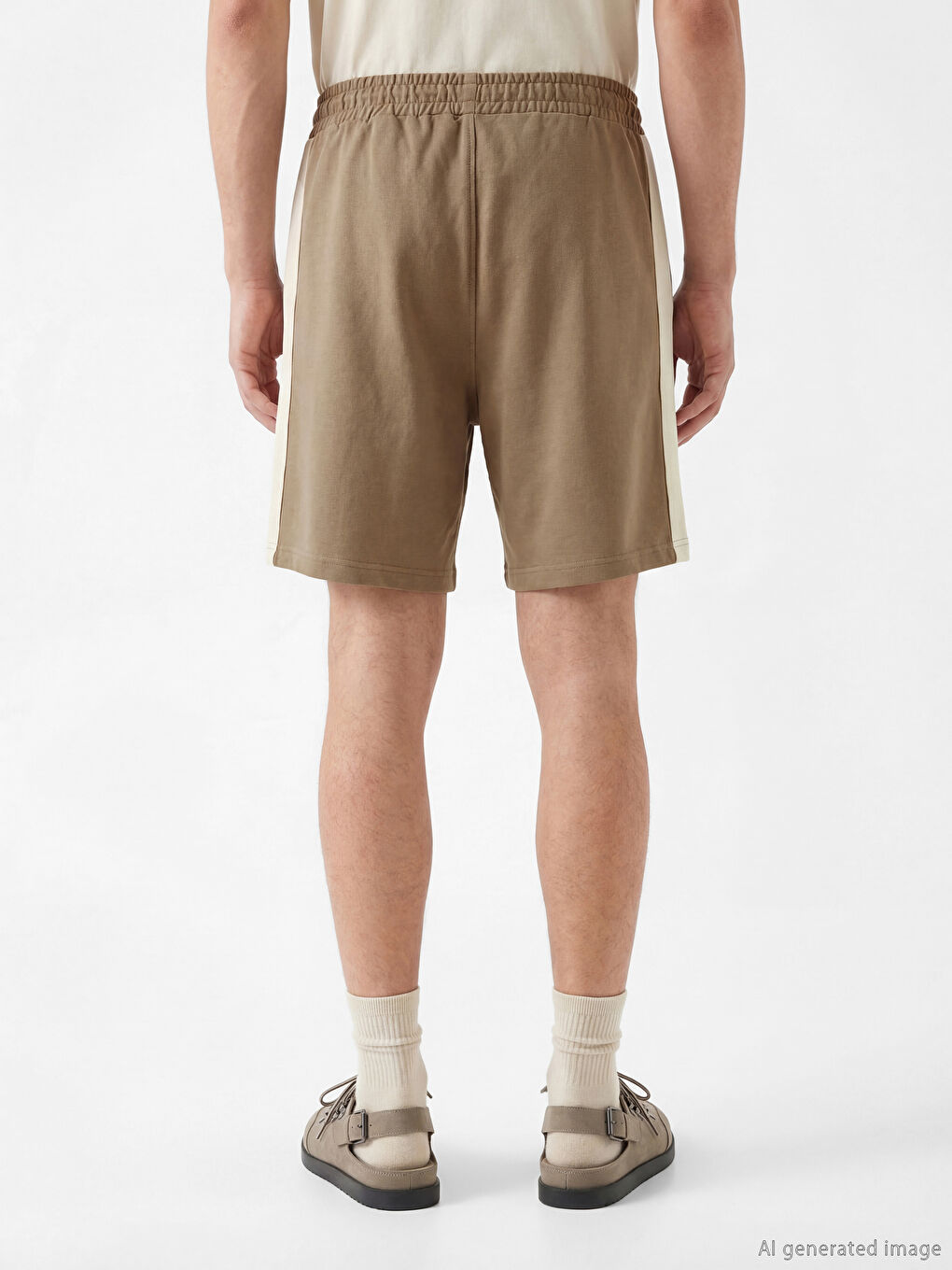 Kahverengi Standart Kalıp Baskılı Erkek Şort-3