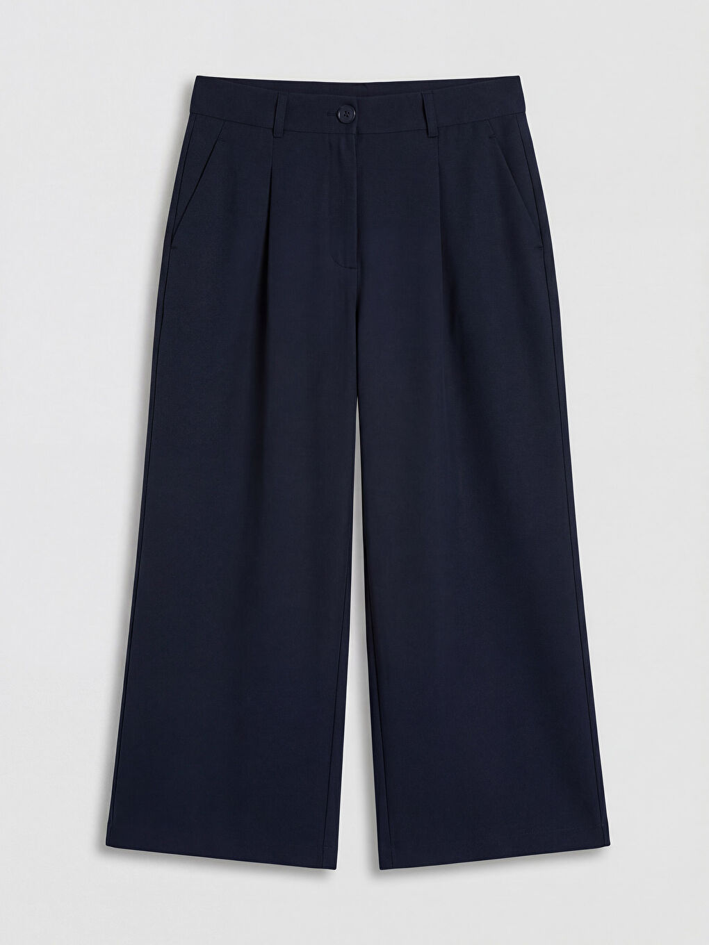 Lacivert Loose Fit Kadın Pileli Kumaş Pantolon