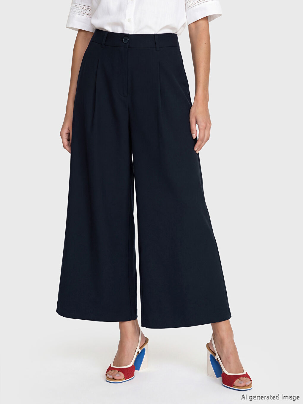 Loose Fit Women's Pleated Fabric Trousers-1