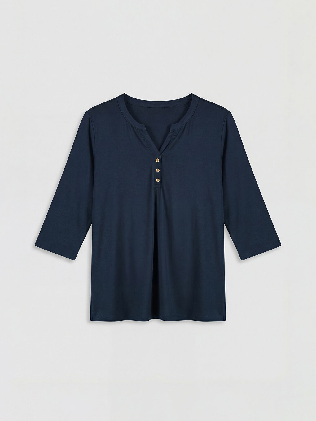 Lacivert Kaçık Yaka Bluz-4