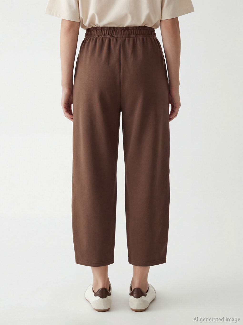 Kahverengi Beli Lastikli Soft Touch Kadın Eşofman Altı-2