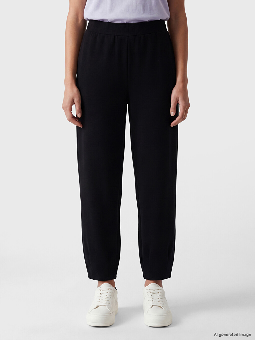 Pantaloni de trening pentru femei cu talie elastică, atingere fină-1
