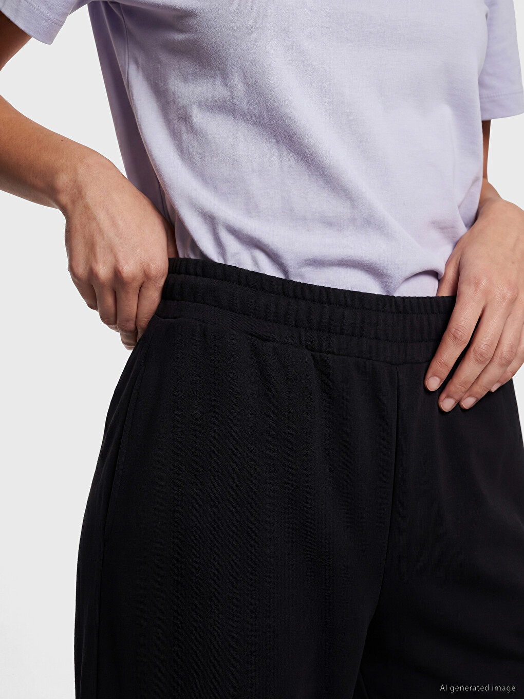Pantaloni de trening pentru femei cu talie elastică, atingere fină-2