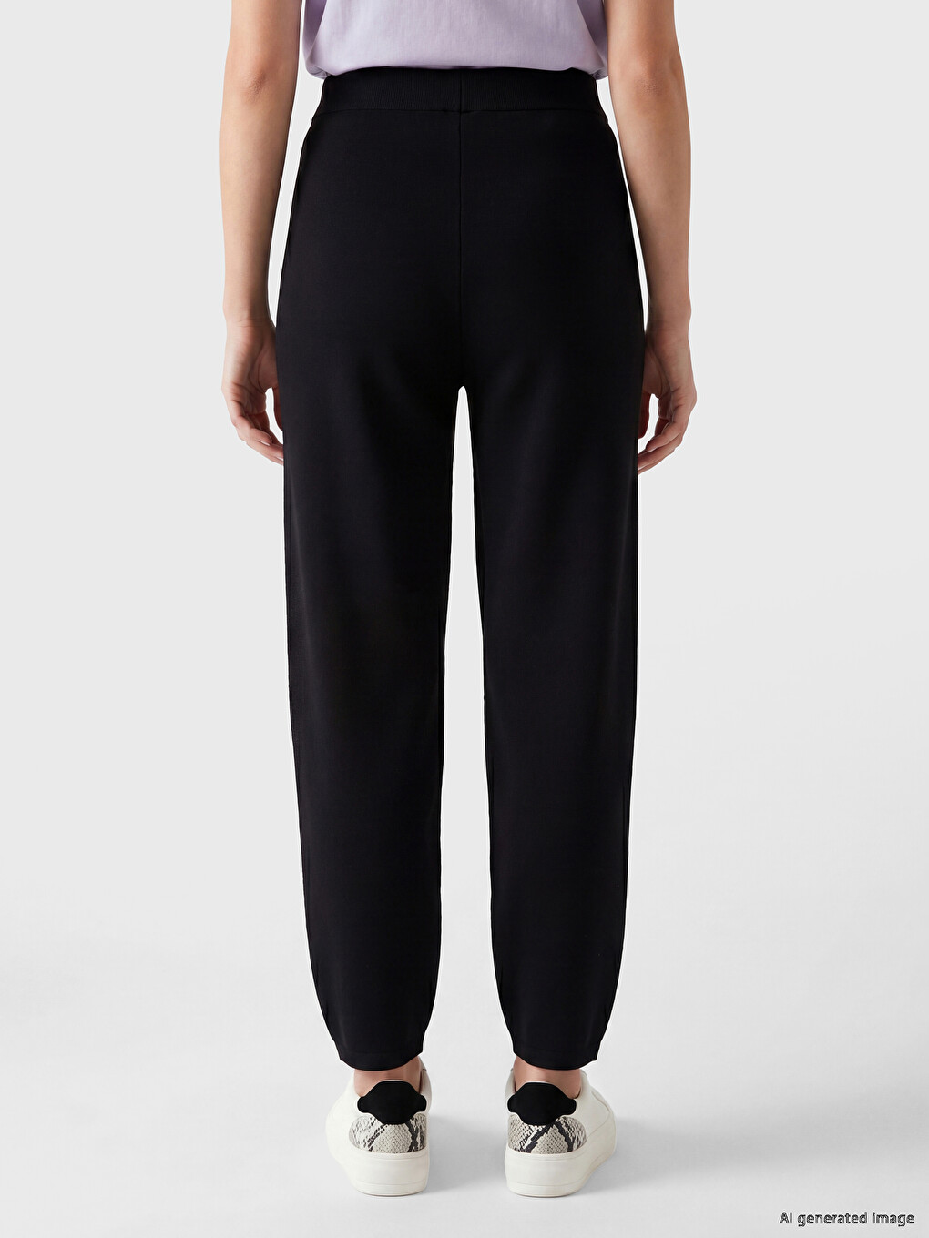 Pantaloni de trening pentru femei cu talie elastică, atingere fină-3