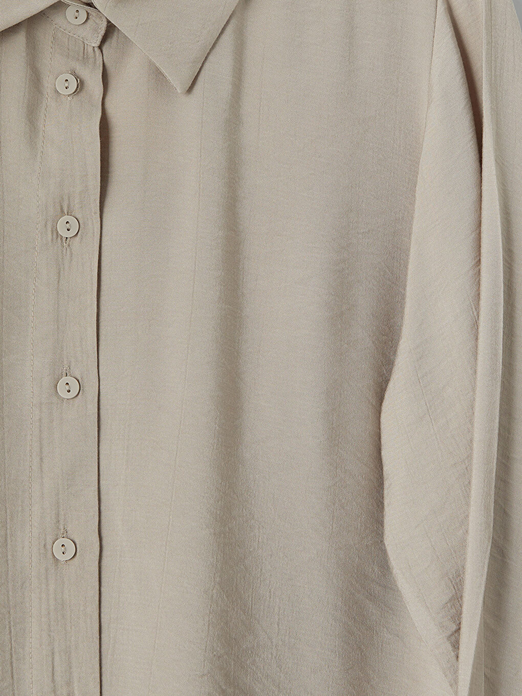 Bej Dokulu Kadın Gömlek-6