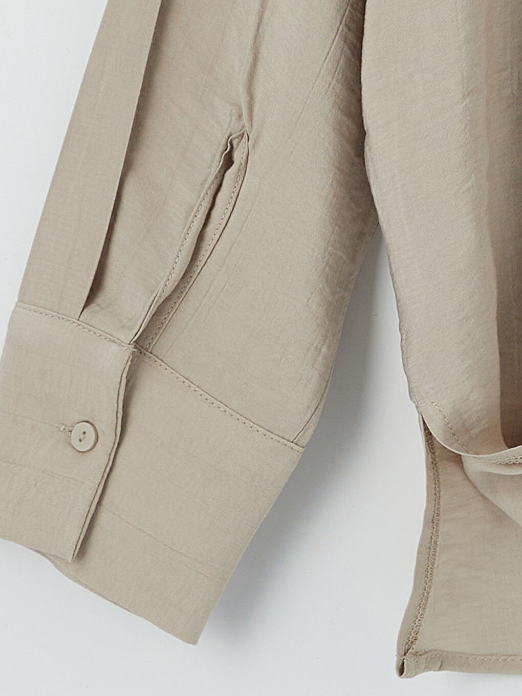 Bej Dokulu Kadın Gömlek-7