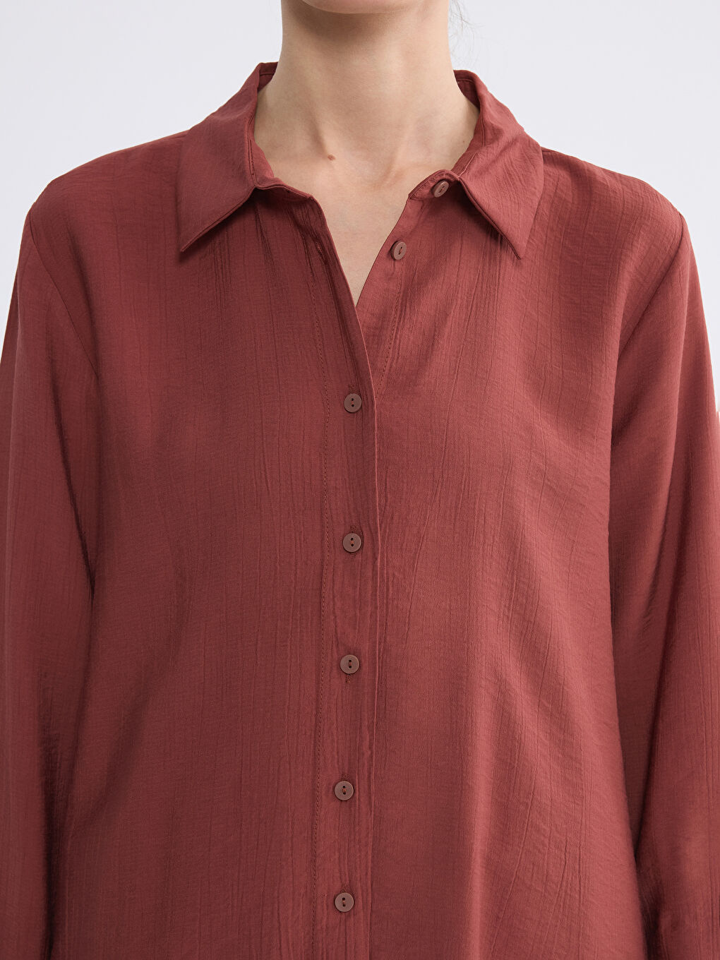 Kahverengi Dokulu Kadın Gömlek-5