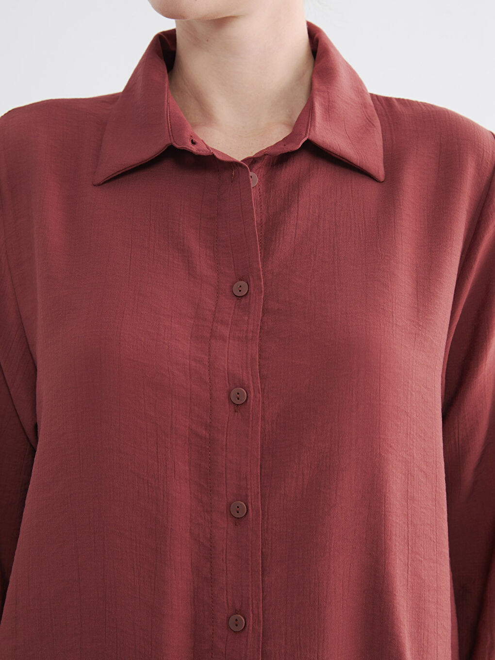 Kahverengi Dokulu Kadın Gömlek-4