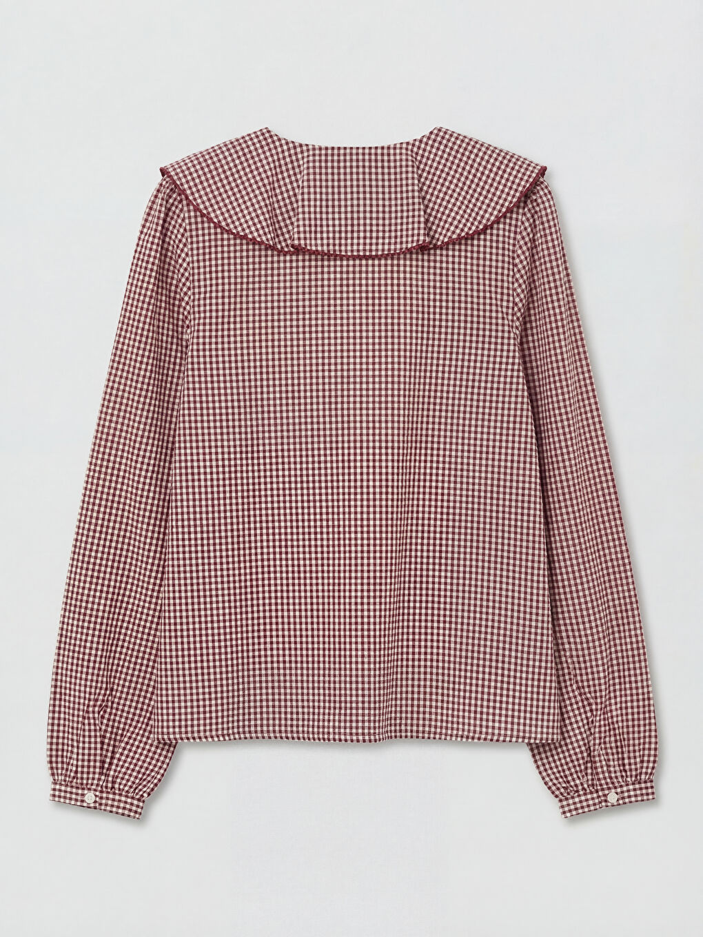 Bordo Bebek Yaka Ekose Bluz-1