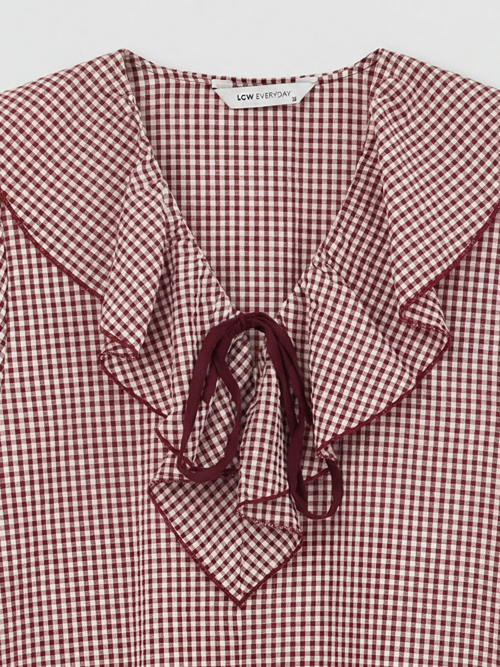 Bordo Bebek Yaka Ekose Bluz-2